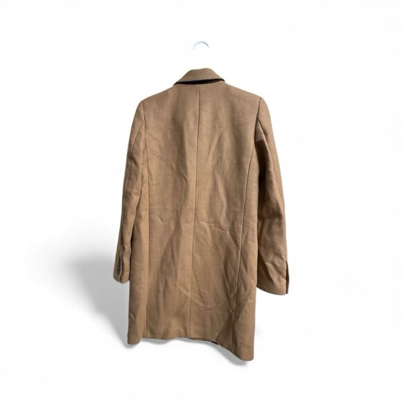 Zara Woman Camel Wool Blend Long Coat Jacket 75% Wool Tailored Size S - Picture 3 of 5